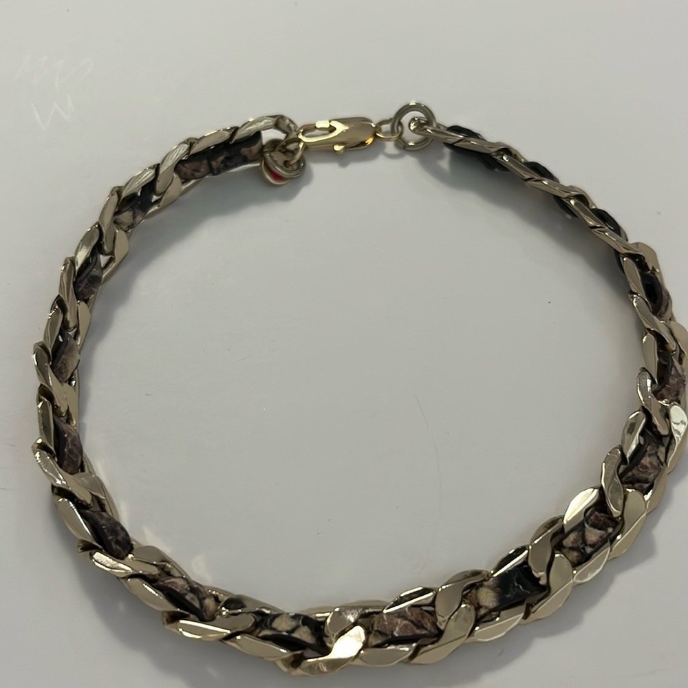 Gold chain with snake skin interwoven
